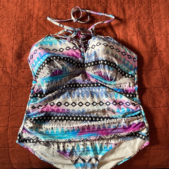 Swim Suits for All Tribal Print Halter Swimsuit - Picture 2 of 4